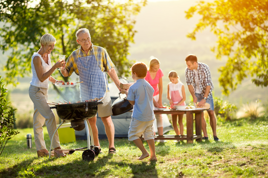 famille au camping landes